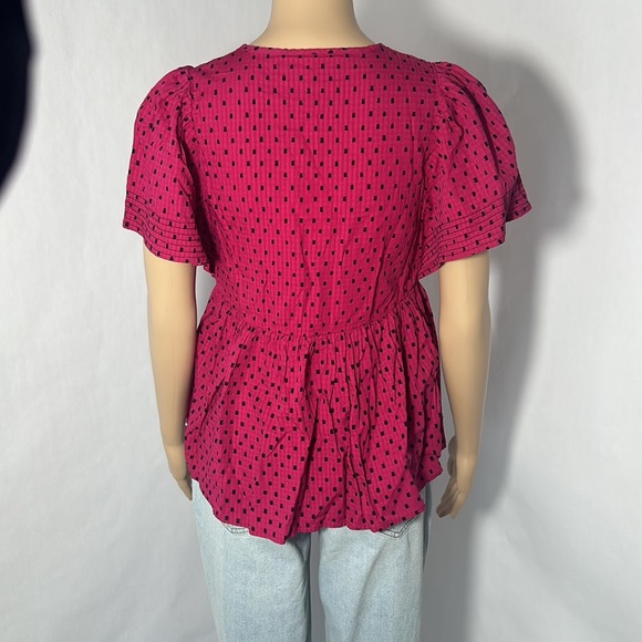 Women's Blouse Knox Rose Pink black Shirt Top (990L86) Polka Dot - Picture 2 of 3